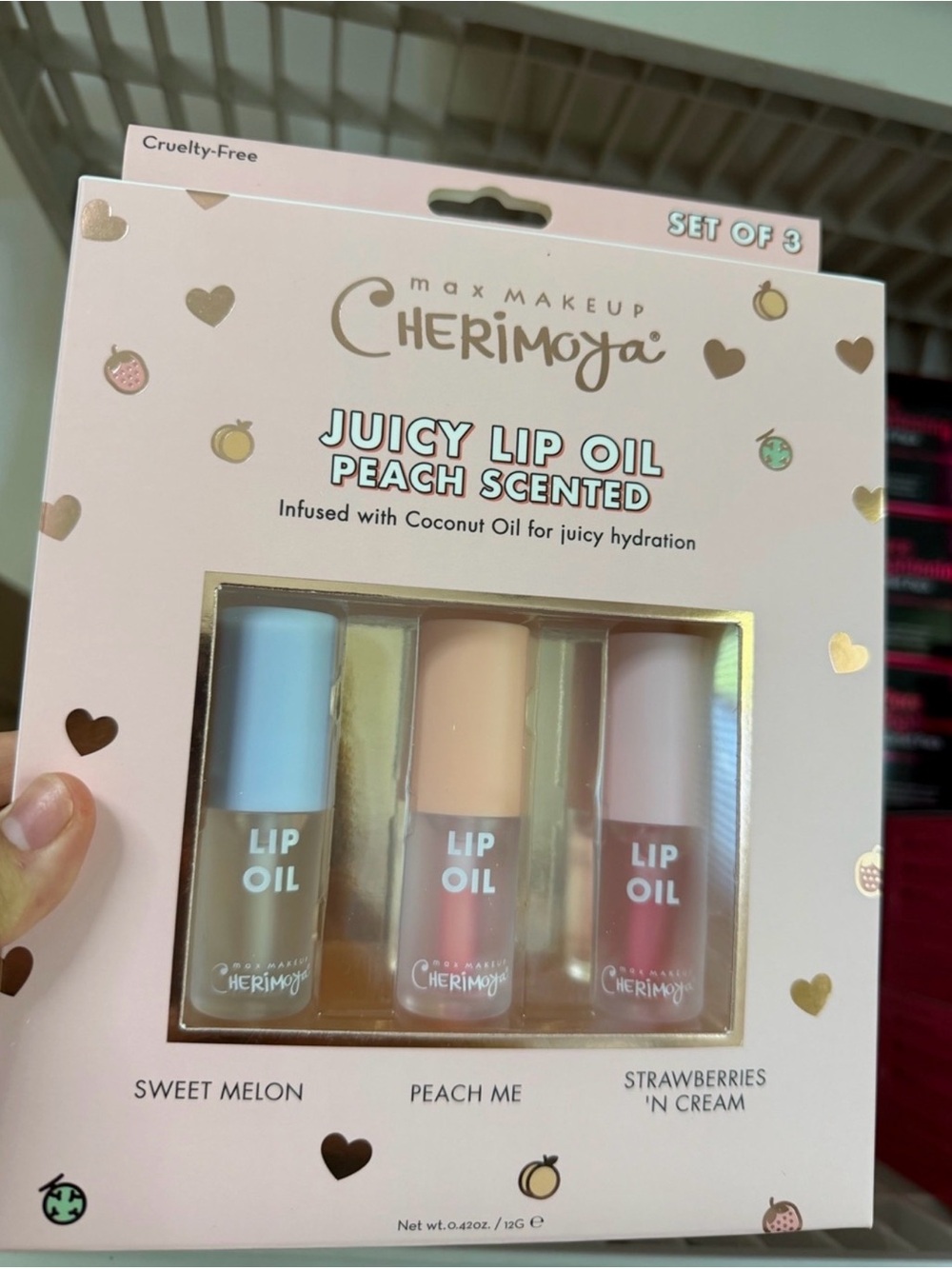 Cherimoya Juicy Lip Oil Set Of 3 Peach Scented
